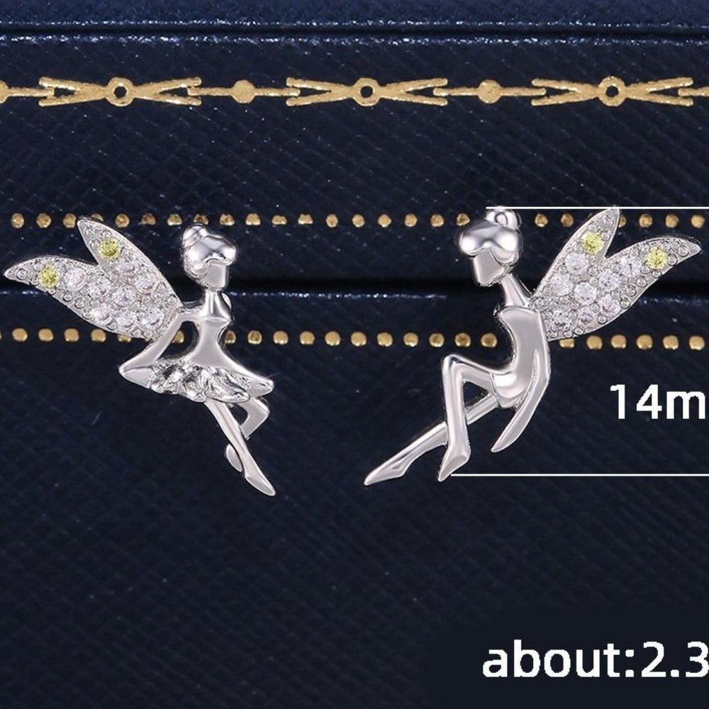 💎Dainty White CZ Sweet Wing Fairies Stud Earrings for Women, GPMB1441